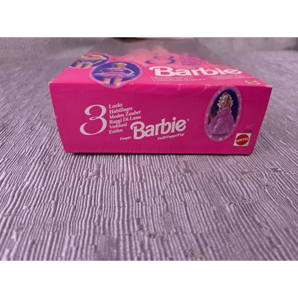 Vintage 1994 Mattel 3 Looks Barbie Doll Pink Silver Gown Ballerina 12339 NIB